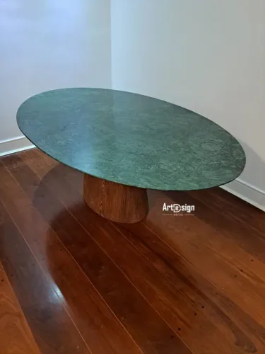 Mesa de Jantar em mármore verde guatemala