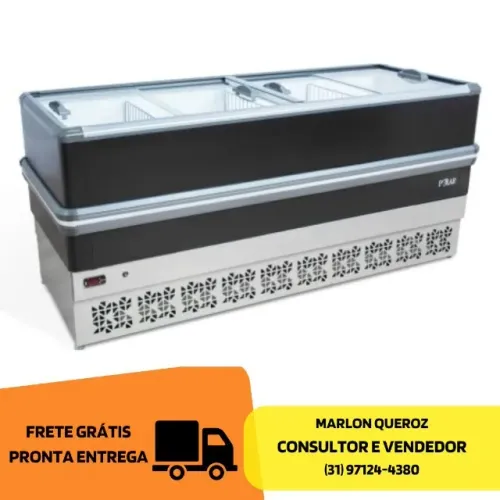 Ilha para congelados preta vidro reto Polar nova