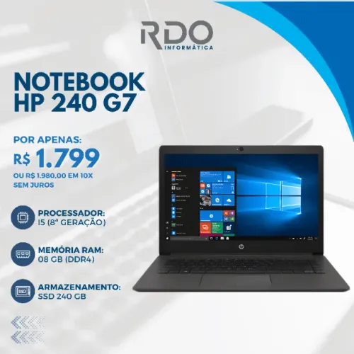Notebook HP 240 G7 i5 (8ª Gen) 8GB RAM SSD 240GB - Excelente performance!