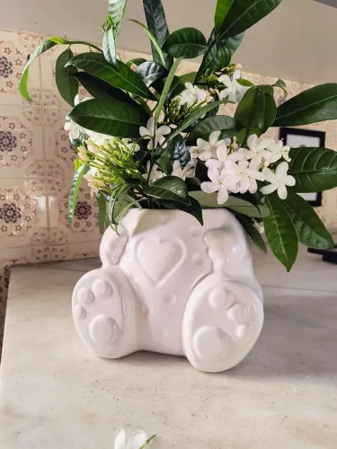 vaso urso cerâmica antigo antiquario decoração vintage Kitsch anos 70 casa louça plantas