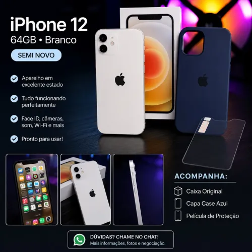 iPhone 12 branco semi novo
