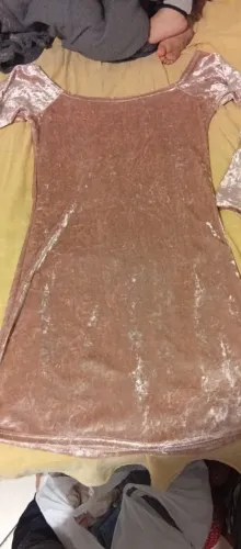 Vestido Curto Veludo Molhado Manga Longa - Tam P/M
