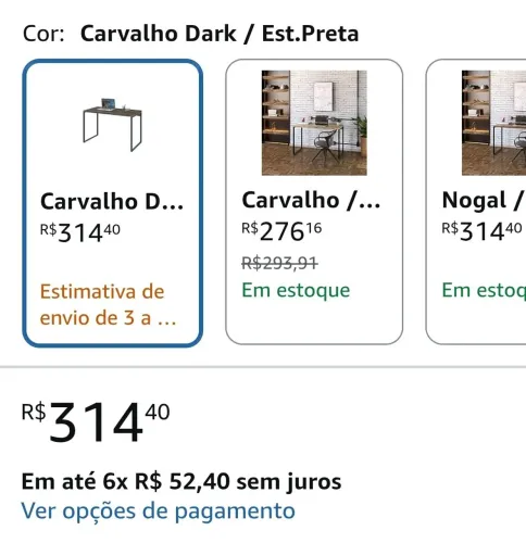 Mesa para Escritório Compace Kuadra Estilo Industrial / Office 1,20m Carvalho Dark