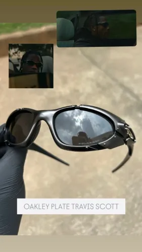 Plate Travis Scott Óculos Polarizado Carbono Lupa Premium c/ Bag + Adesivo Oakley