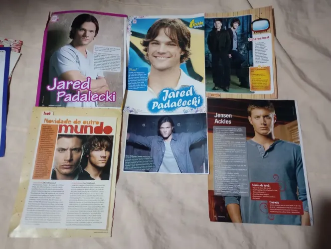 kit supernatural 13 itens - recortes, matérias e pôsteres - raridades