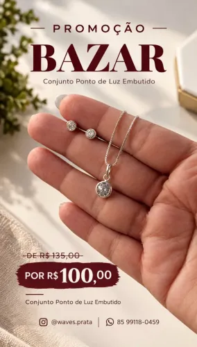 Conjunto Ponto de Luz Embutido Prata 925