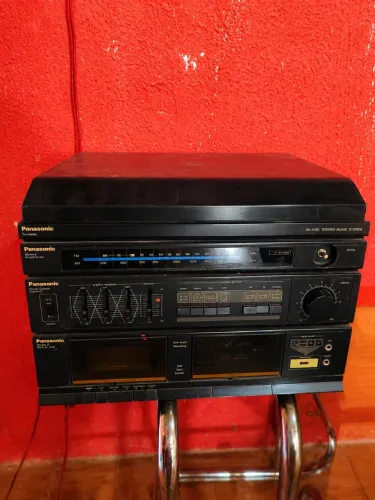 Som Panasonic vintage completo toca disco + caixas de som + discos