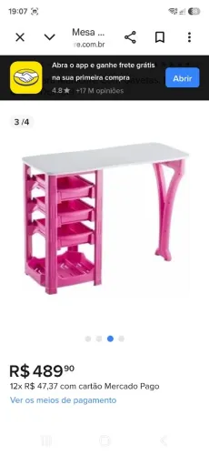 Mesa para manicure de MDF e plástico 