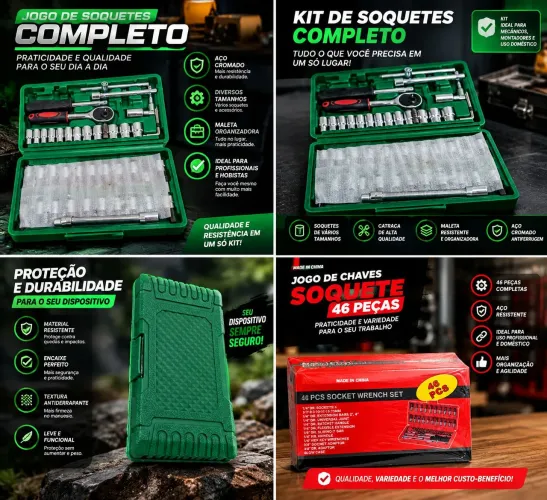 Jogo de Soquetes 46 Peças