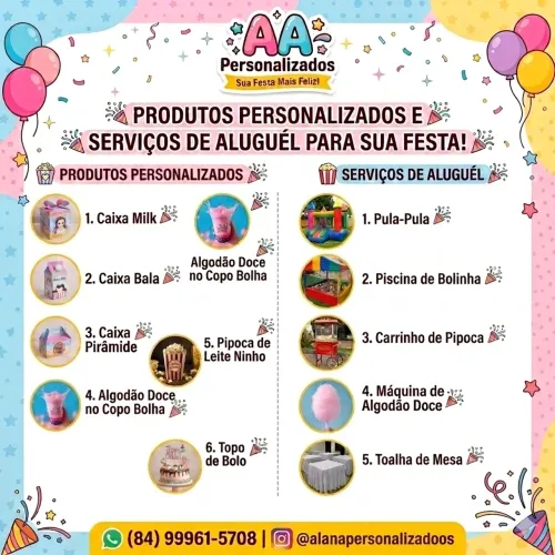 Aluguel de brinquedos e personalizados 