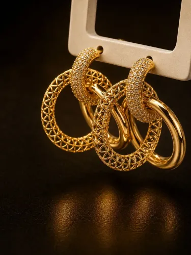 Brincos Mix Circles em Ouro 18K