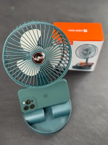 Mini ventilador portátil e suporte de celular 