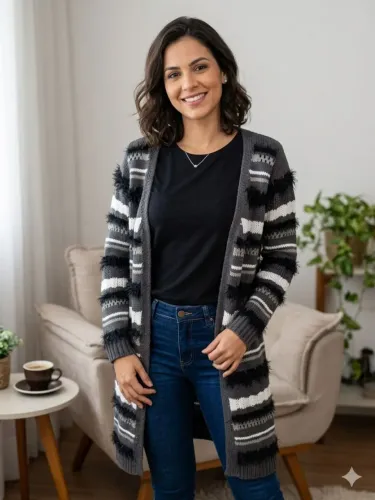 BRUNA MALHAS CASACO TRICO ALONGADO TAM M