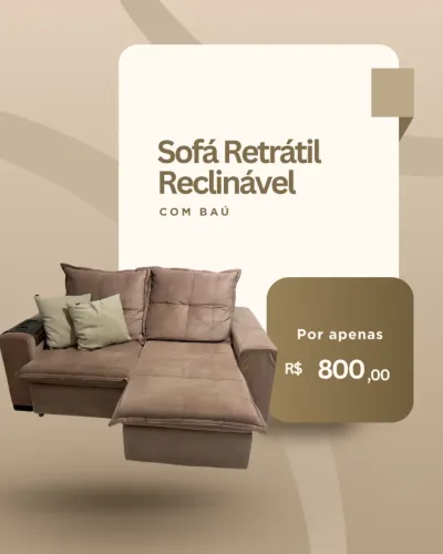 Vendo Sofá retrátil reclinável com baú
