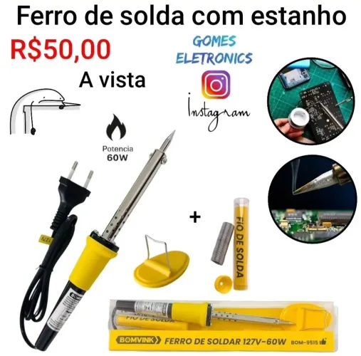 Ferro de Solda para manutenção de eletrônicos em geral (Loja Fisica)<br>