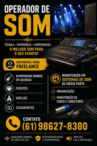 Operador de som disponível para freelance