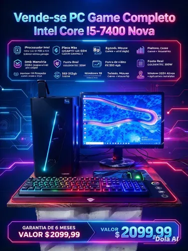 *Vende-se PCGame Completo Intel Core I5-7400 Nova