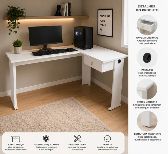 MESA L C' GAVETA FRETE GRÁTIS