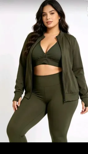 Conjunto de roupa de ginástica verde GG