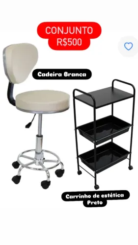 Cadeira Mocho + Carrinho de Estética