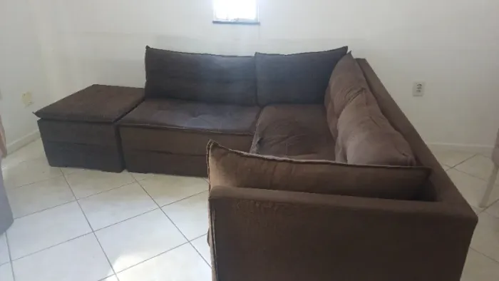 Sofá de Canto Marrom em Suede (3 Módulos/Partes)
