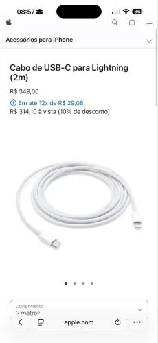 Cabo Apple ORIGINAL USB-C para Lightning - 2 metros
