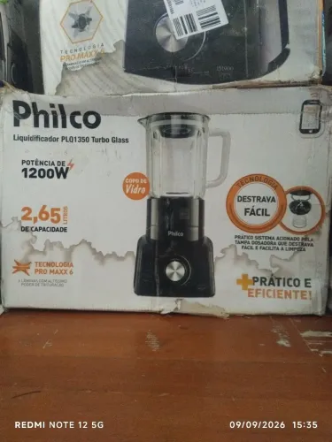 Liquidificador Philco copo vidro 