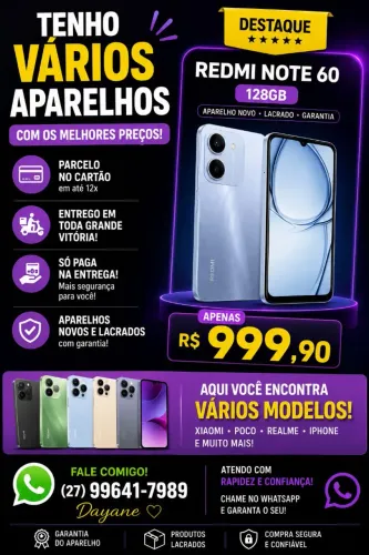 REDMI NOTE 60 128GB NOVO E LACRADO 