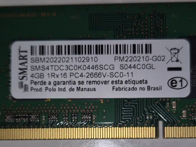 Memória smart Ddr4 2666mhz 4gb para notebook 