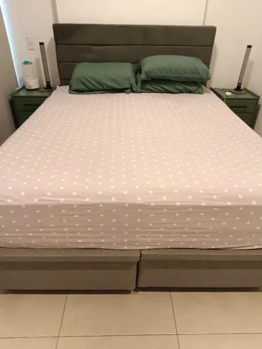 Cama box baú casal com colchão e cabeceira 