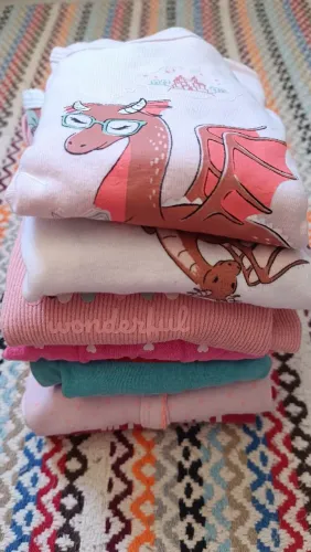 Lote Pijamas de malha 5 macacões e 2 conjuntos Carters 12m