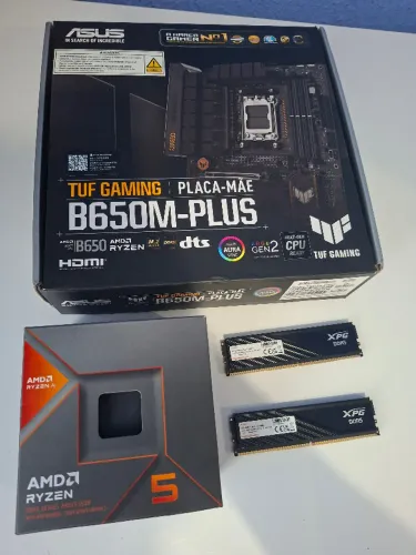 O KIT UPGRADE DDR5 Ryzen 8600G + 16GB Memoria Ram 5600Mhz + P. Mae B650M-PLUS Seminovo