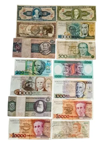 Lote 14 cédulas brasileiras Brasil República 
