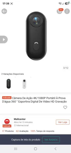 Câmera portátil vídeo HD 4k