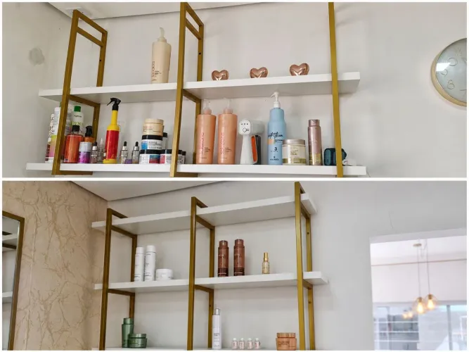 Prateleiras de ferro e mdf