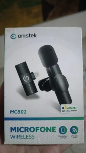 Microfone de Lapela Sem Fio Onistek MC802, projetado com conector Lightning