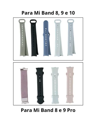 Pulseiras para Mi Band 8, 9, 10 e 9 e 10 Pro