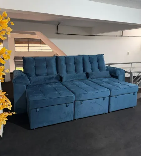 Sofá infinity azul escuro molas ensacadas 2.90m
