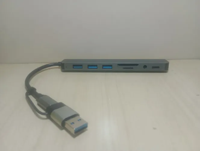 Hub USB-C e USB 3.0 Adaptador Multiportas 7 em 1 Alumínio - Barato Para Sair Hoje