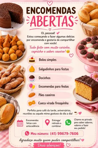 Pães,salgadinhos,docinhos,cueca virada