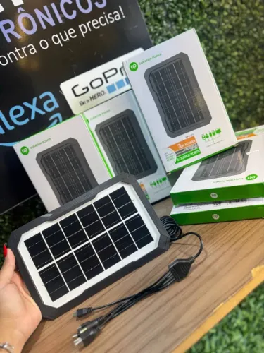 Placa Solar Portátil 3W DP - PRODUTO NOVO COM GARANTIA
