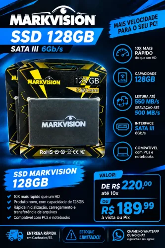 VENDO E ENTREGO SSD 128GB MarkVision - NOVO ? 10X mais rápido do que um HD ? Produto novo