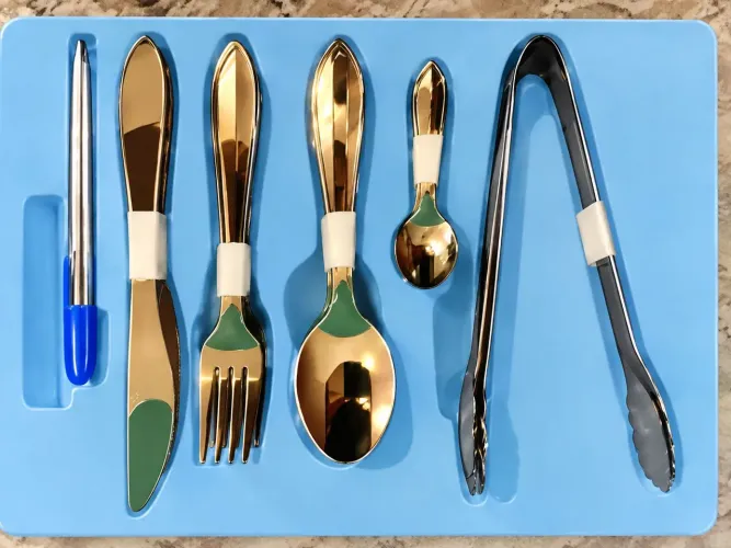 Kit de Talheres e Pegadores em Inox 116 Peças