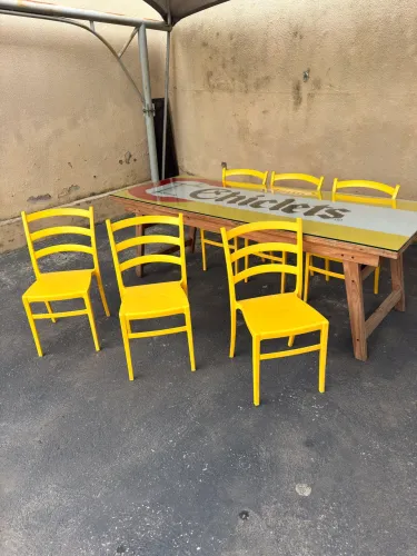Mesa de vidro, 6 cadeiras Tramontina