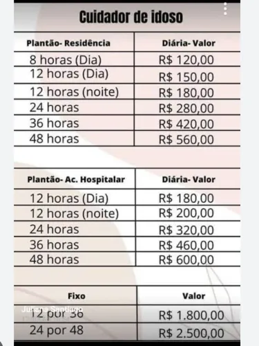 Sou cuidadora de idoso e acompanhante hospitalar.  