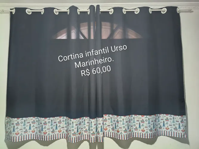 Cortina para Quarto Bebê tema: Urso marinheiro. 