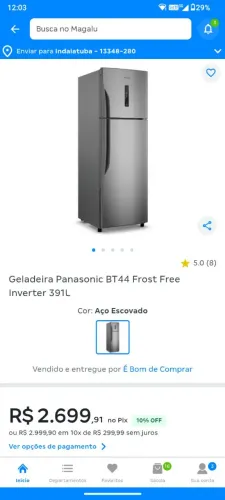 Geladeira Frost Free inverter Panasonic 391litros