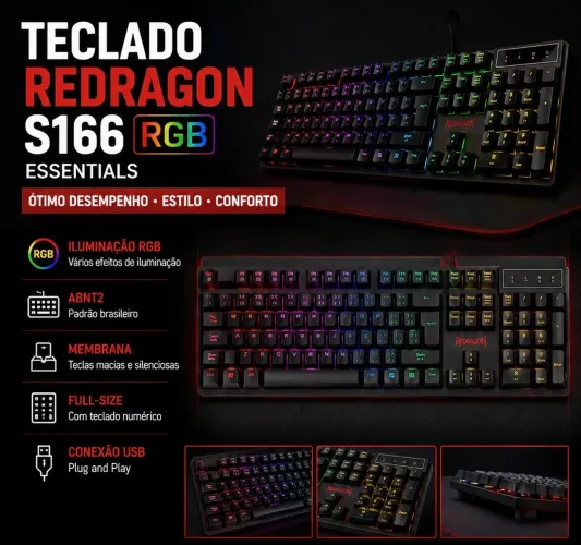 TECLADO REDRAGON S166 RGB À VENDA