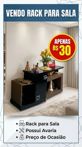 RACK PARA TV / SALA DE ESTAR (COM AVARIA) - PRETO E AMADEIRADO