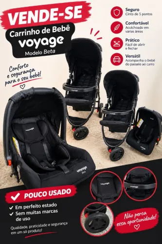 Carrinho voyage com bebê conforto pouco usado